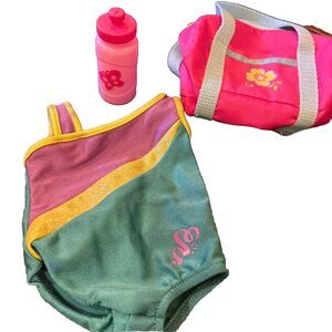 American Girl Year 2012 Mckenna Brooks Leotard Gymnastic Suit+Bag+Water Bottle